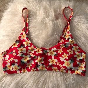 Red floral bikini top